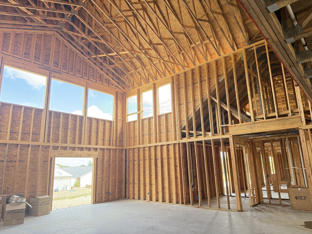 Custom home under construction — interior framing ready for low-voltage pre-wire